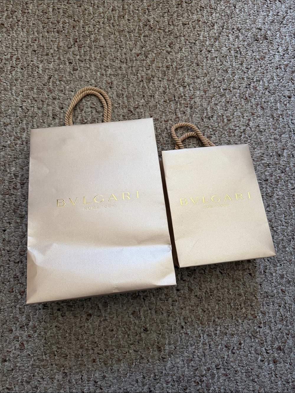 BVLGARI Champagne color shopping Gift Bag with Gold Logo